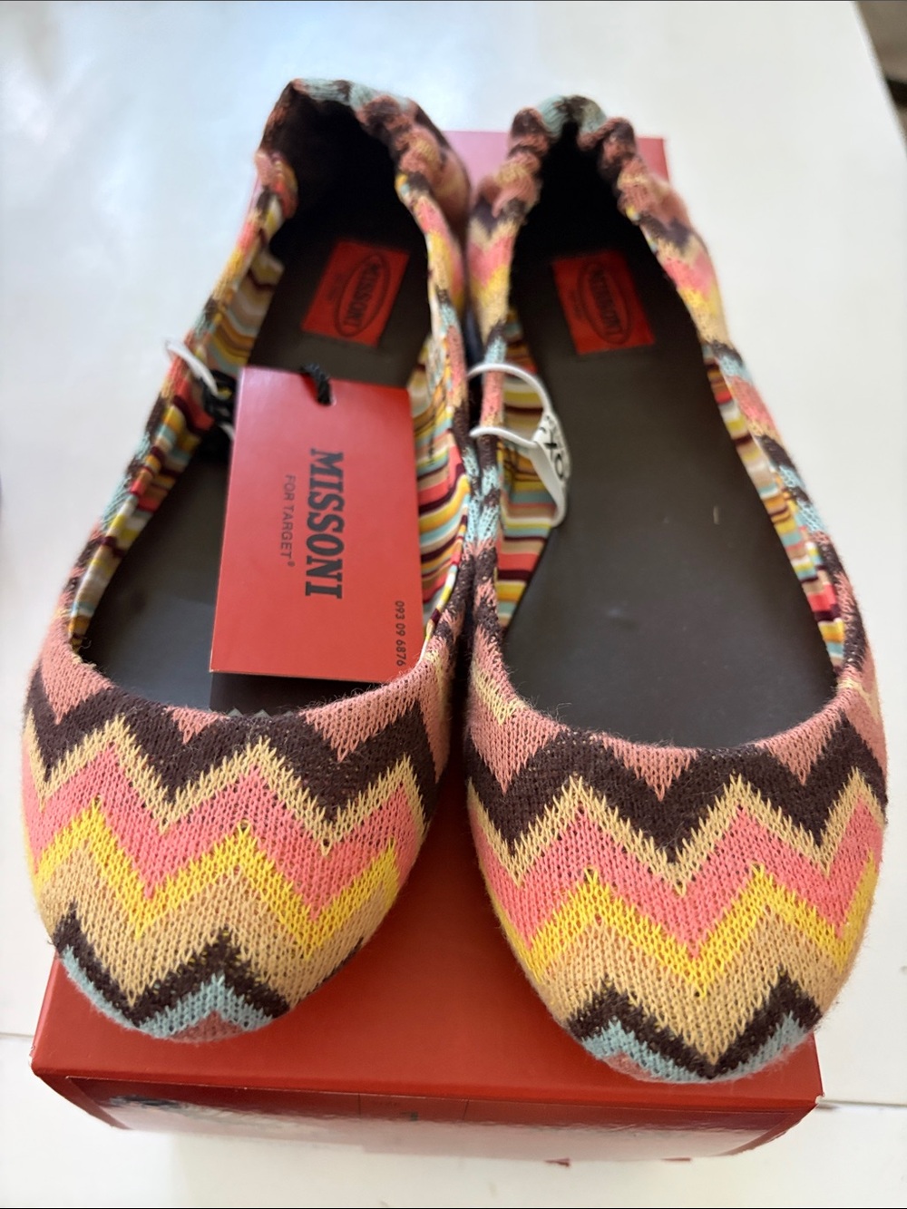 Missoni for Target Pink Yellow Brown Zigzag Knit Ballet Flats